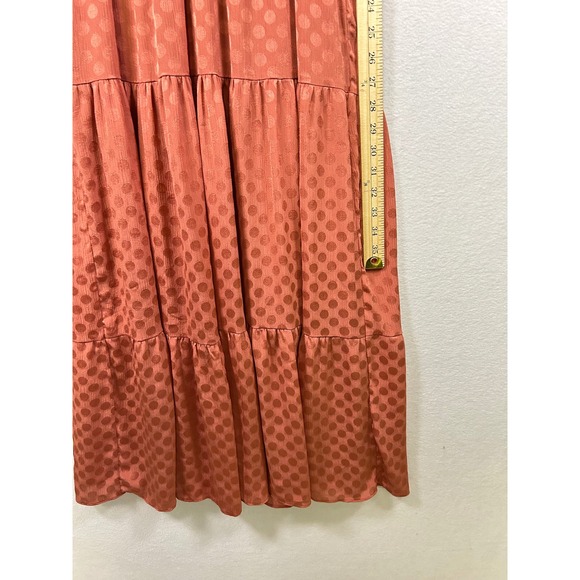 MAX STUDIO Polka Dot Tiered Maxi Dress V Neck Short Sleeve Size S - Picture 7 of 9